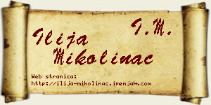 Ilija Mikolinac vizit kartica